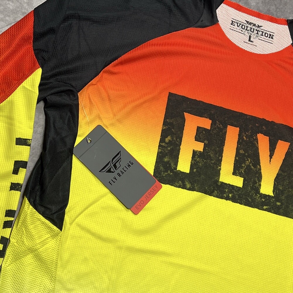 Fly Racing Shirt Mens Large Red Yellow Evolution Motocross Jersey Pro Slim Cut